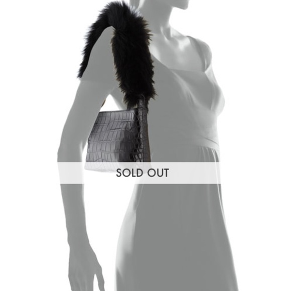 Elizabeth and James Finley Crocodile-Embossed Fur Shoulder Bag, Black - Picture 12 of 13